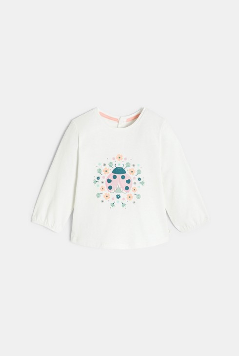 T-Shirt weiß lange Ärmel mit Tiermotiv Kleinkind Mädchen 1