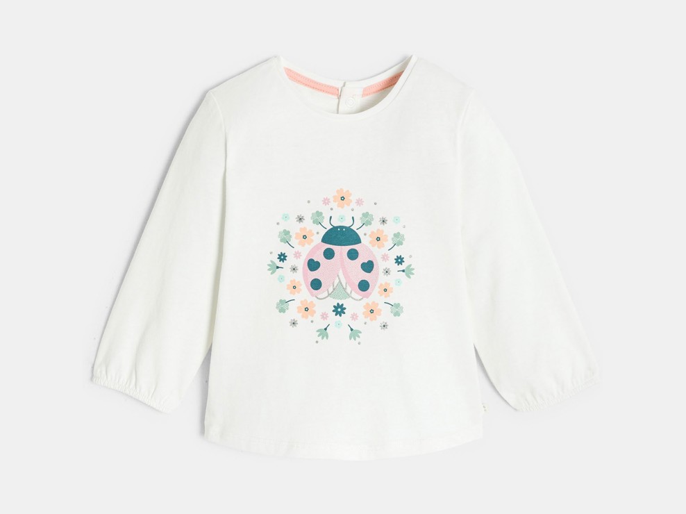 Weißes Langarm-T-Shirt mit Tiermotiv, Baby, Mädchen 1