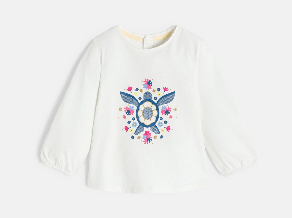 T-shirt blanc manches longues à motif animalier bébé fille 2