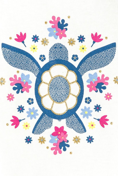 T-shirt blanc manches longues à motif animalier bébé fille