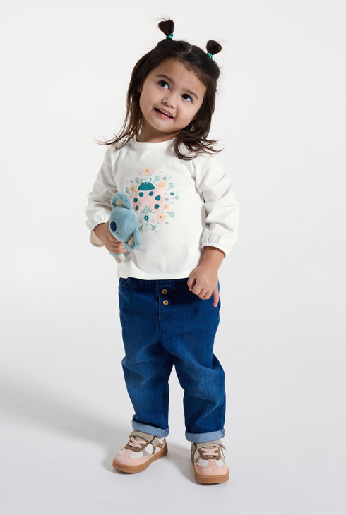 Weißes Langarm-T-Shirt mit Tiermotiv, Baby, Mädchen 1