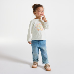 Weißes Langarm-T-Shirt mit Tiermotiv, Baby, Mädchen