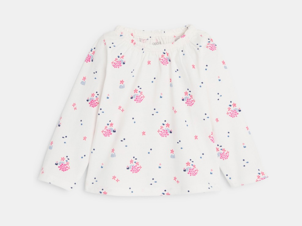 Tunika langärmlig Blumen rosa Kleinkind Mädchen 1