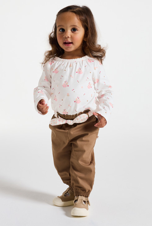 Tunica a maniche lunghe rosa con fiori per neonata 1