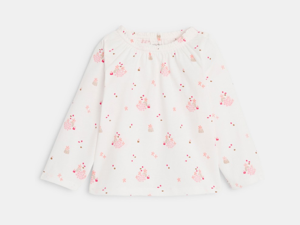 Tunique manches longues fleurs rose bébé fille 2