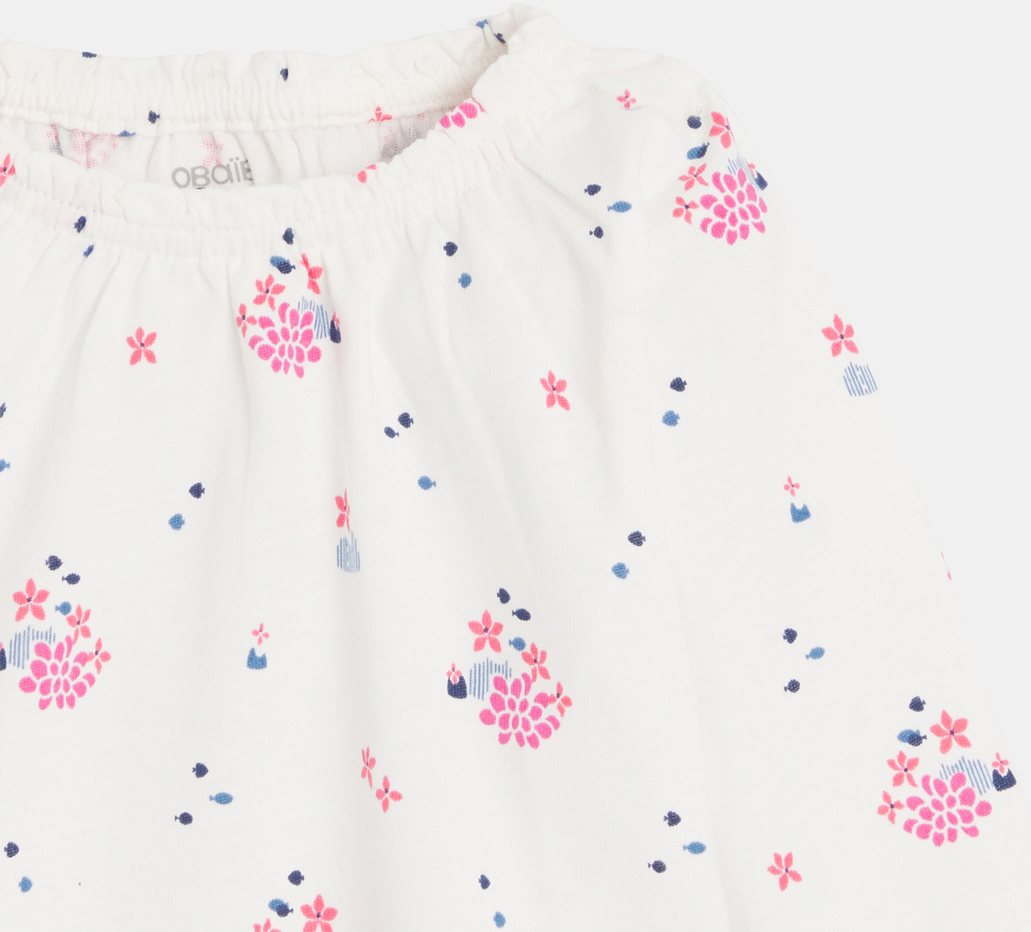 Tunique manches longues fleurs rose bébé fille