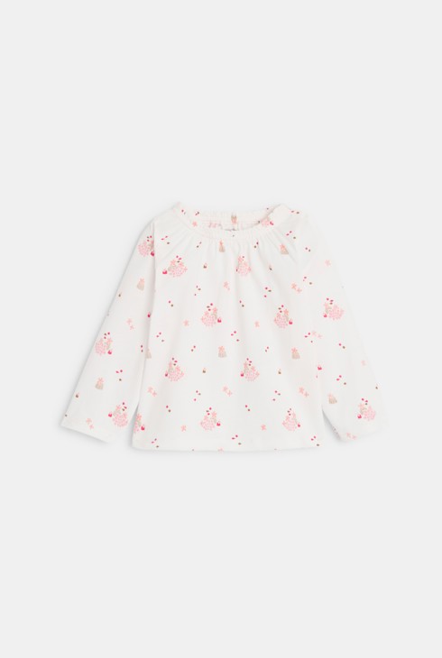 Tunique manches longues fleurs rose bébé fille 2