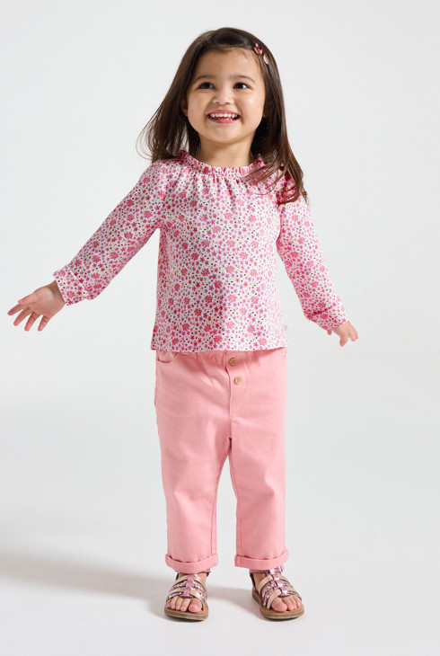 Túnica manga larga estrellas rosa bebé niña 1