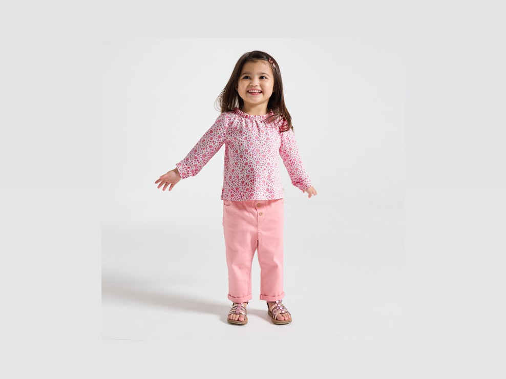 Tunique manches longues étoiles rose bébé fille 1