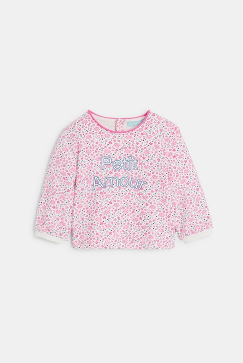 Ružičasti pulover od flisa s cvjetnim uzorkom i s porukom, za djevojčice 2