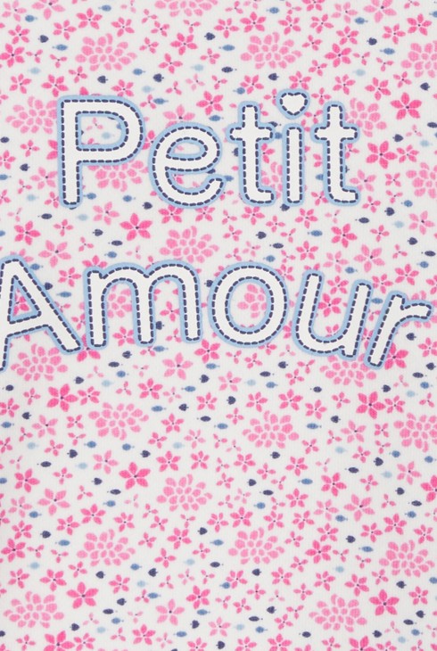 Sweat molleton fleuri à message rose bébé fille