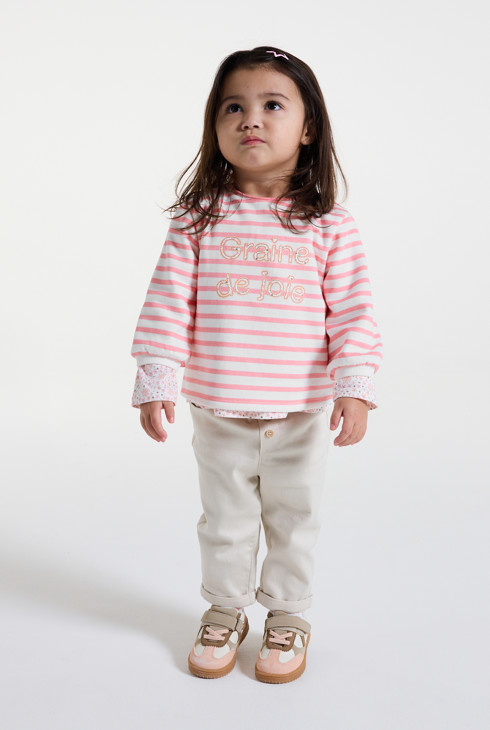 Pulover od flisa i s linijama, za djevojčice 1