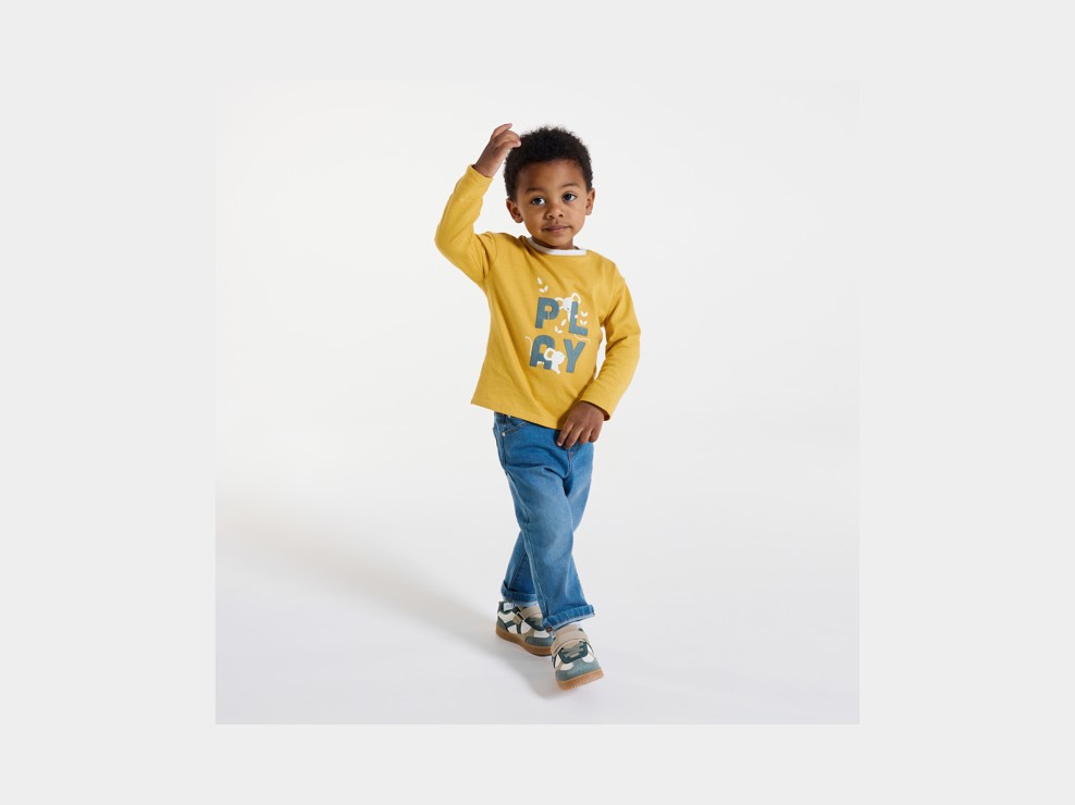 T-Shirt neckisch Aufschrift gelb Kleinkind Junge 1