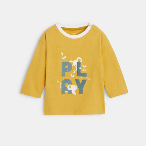 T-shirt Ludique À Message Jaune Bébé Garçon - Jaune Miel - 23M - OBAIBI