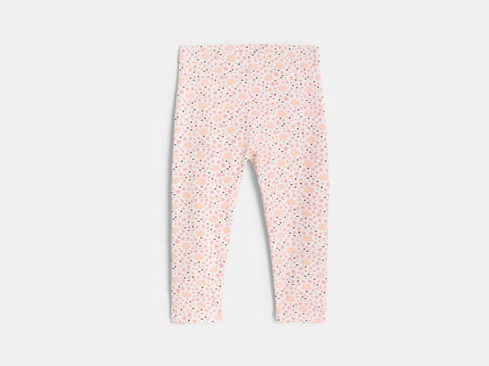 Legging orange imprimé fleuri bébé fille 1