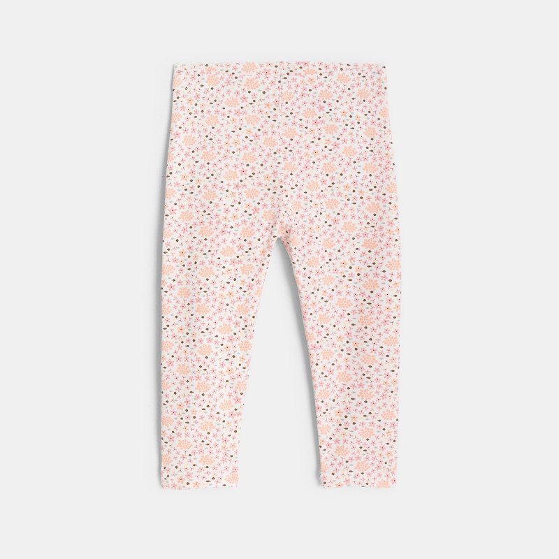 Orange bedruckte Leggings mit Blumenmotiv für kleine Mädchen