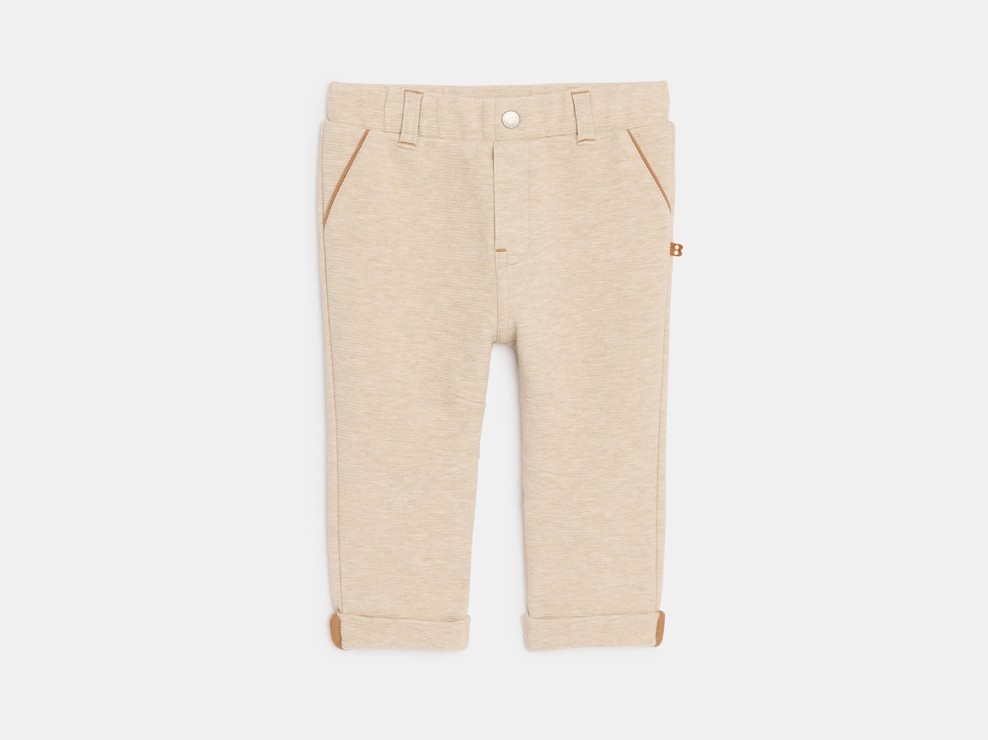 Weiche Hose aus beigem Stoff Kleinkind Junge 2