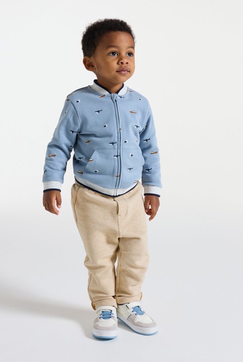 Weiche Hose aus beigem Stoff Kleinkind Junge 1