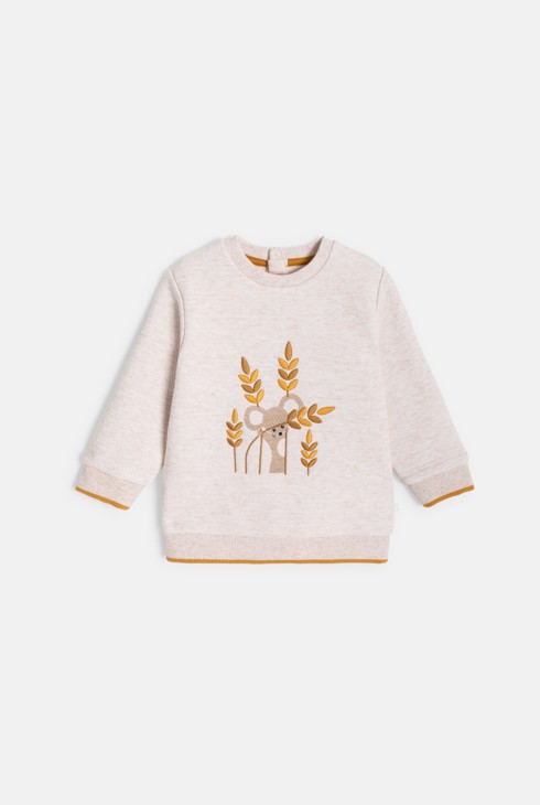 Sweat beige à motif animalier bébé garçon 1
