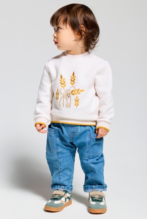 Beiges Sweatshirt mit Tiermotiv für kleine Jungen 1