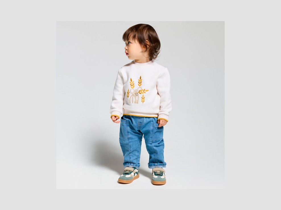 Felpa con motivo animalier beige neonato 1