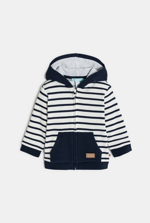 Sweatshirt Reißverschluss gestreift blau Kleinkind Junge 1