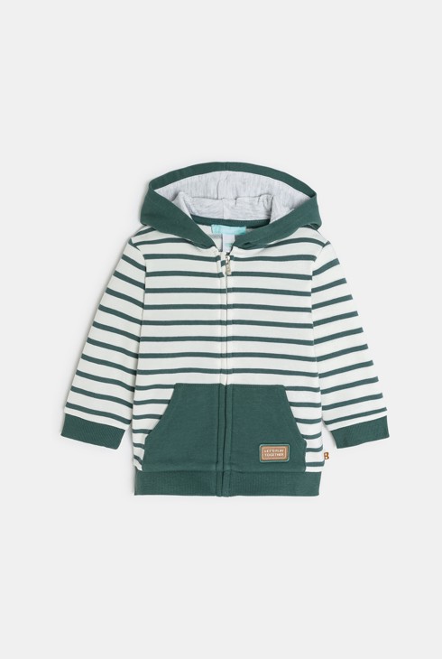 Sweatshirt Reißverschluss gestreift grün Kleinkind Junge 1