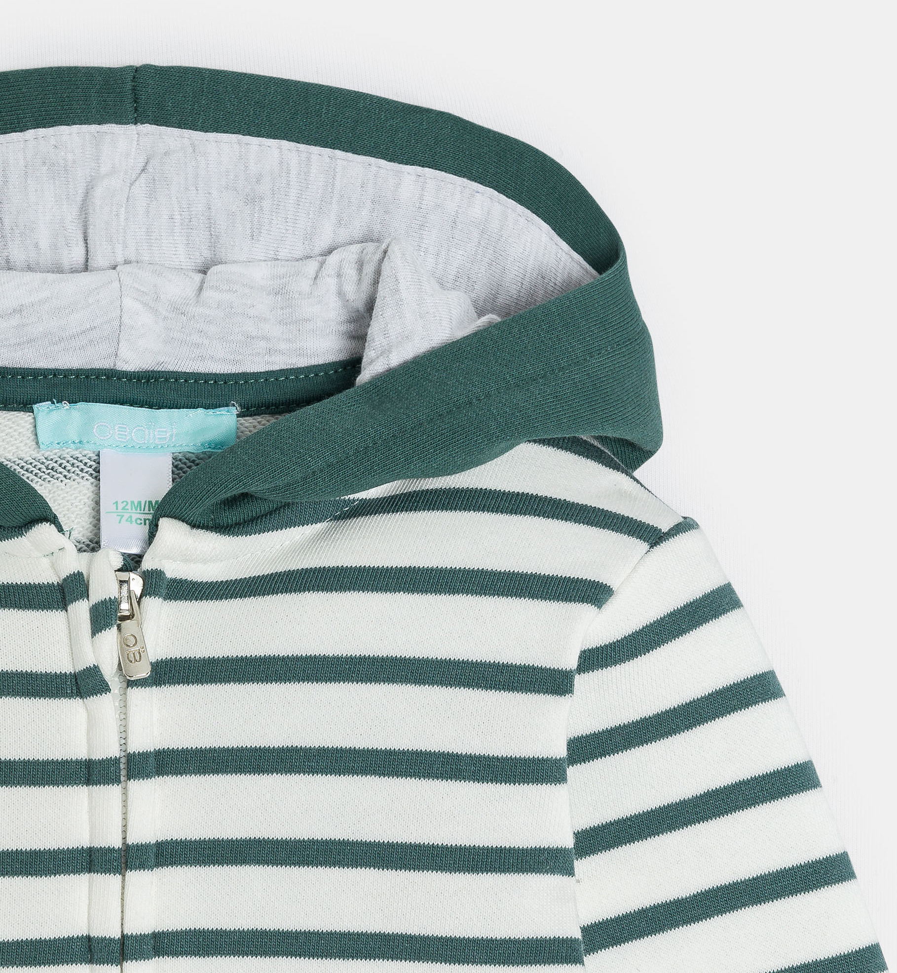 Sweatshirt Reißverschluss gestreift grün Kleinkind Junge 2