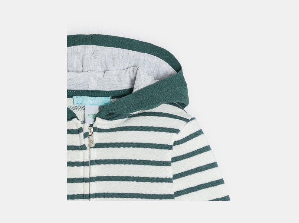 Sweatshirt Reißverschluss gestreift grün Kleinkind Junge 2