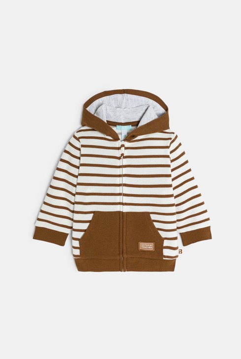 Sweatshirt Reißverschluss gestreift braun Kleinkind Junge 1
