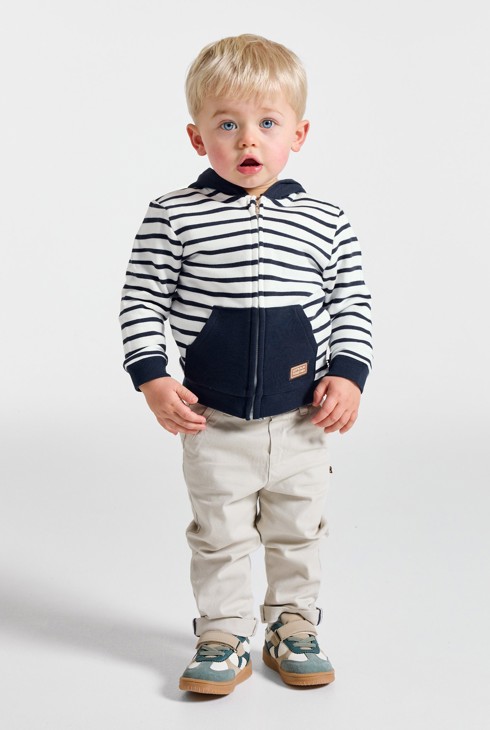 Dessuadora amb cremallera ratlles blava bebè nen 1