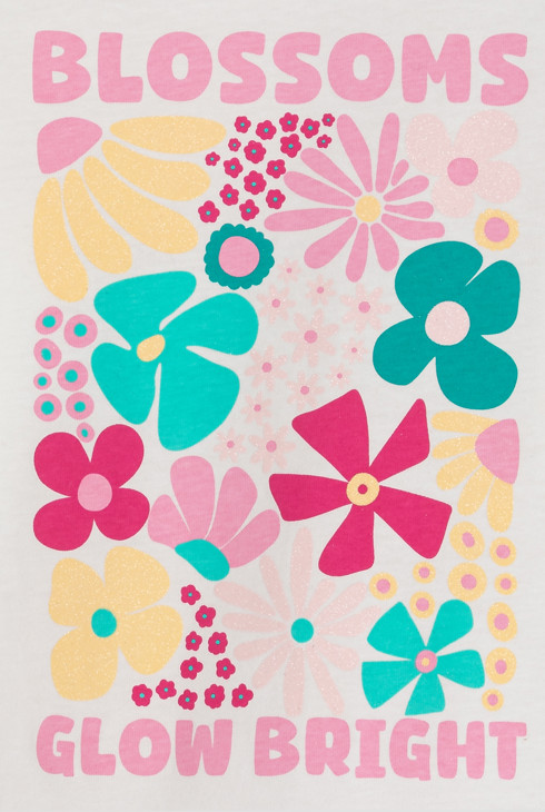 Dugačka ružičasta pidžama s motivima cvijeća za djevojčice 2