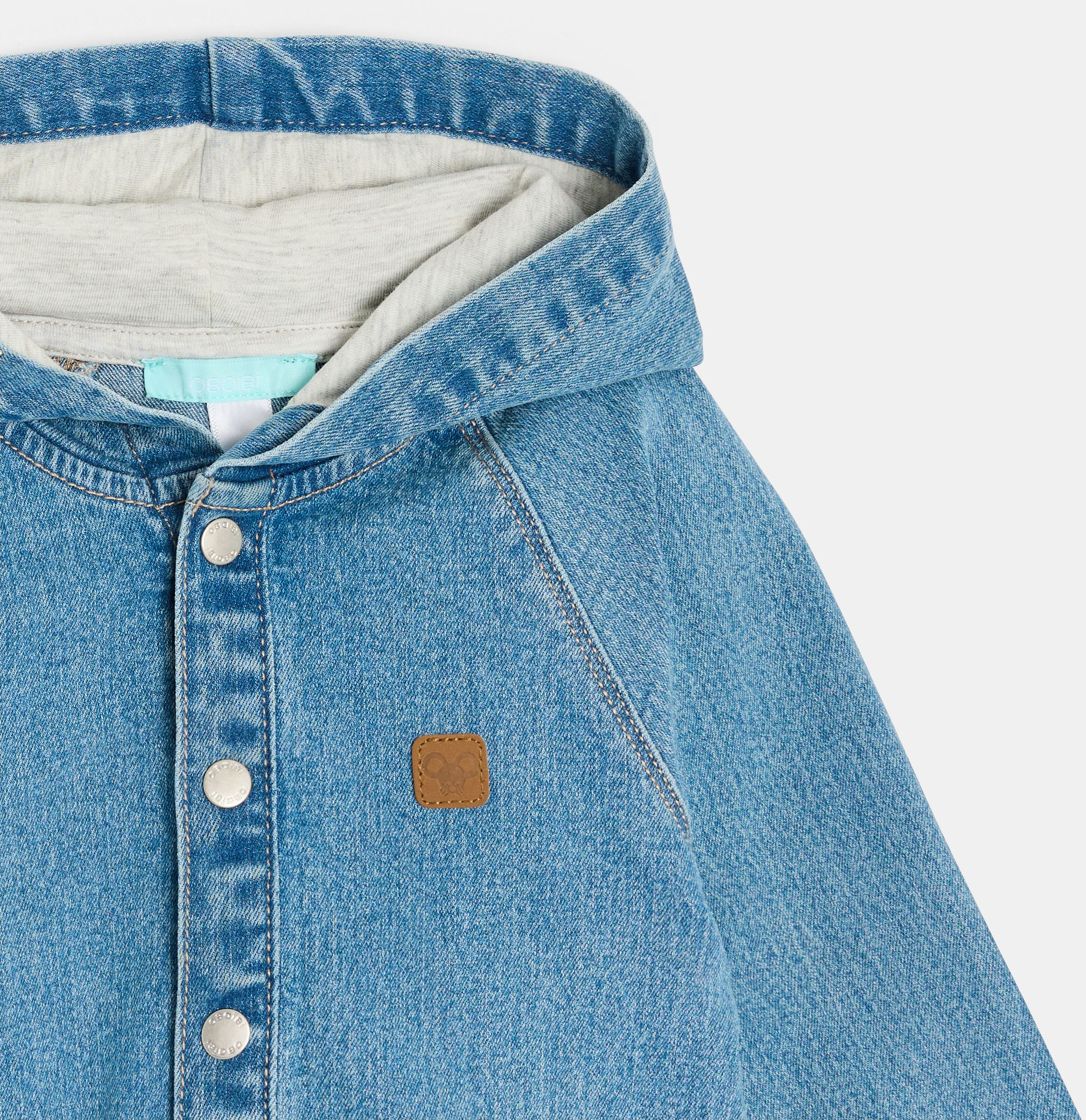Giacca in jeans denim blu con cappuccio per neonato 2