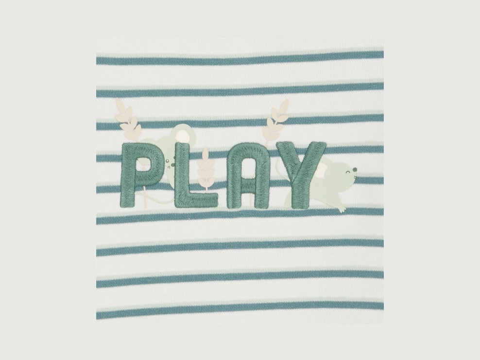 Strickpullover gestreift bestickt grün Kleinkind Mädchen Junge 2