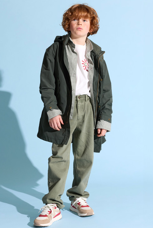 Parka à capuche vert kaki garçon 1