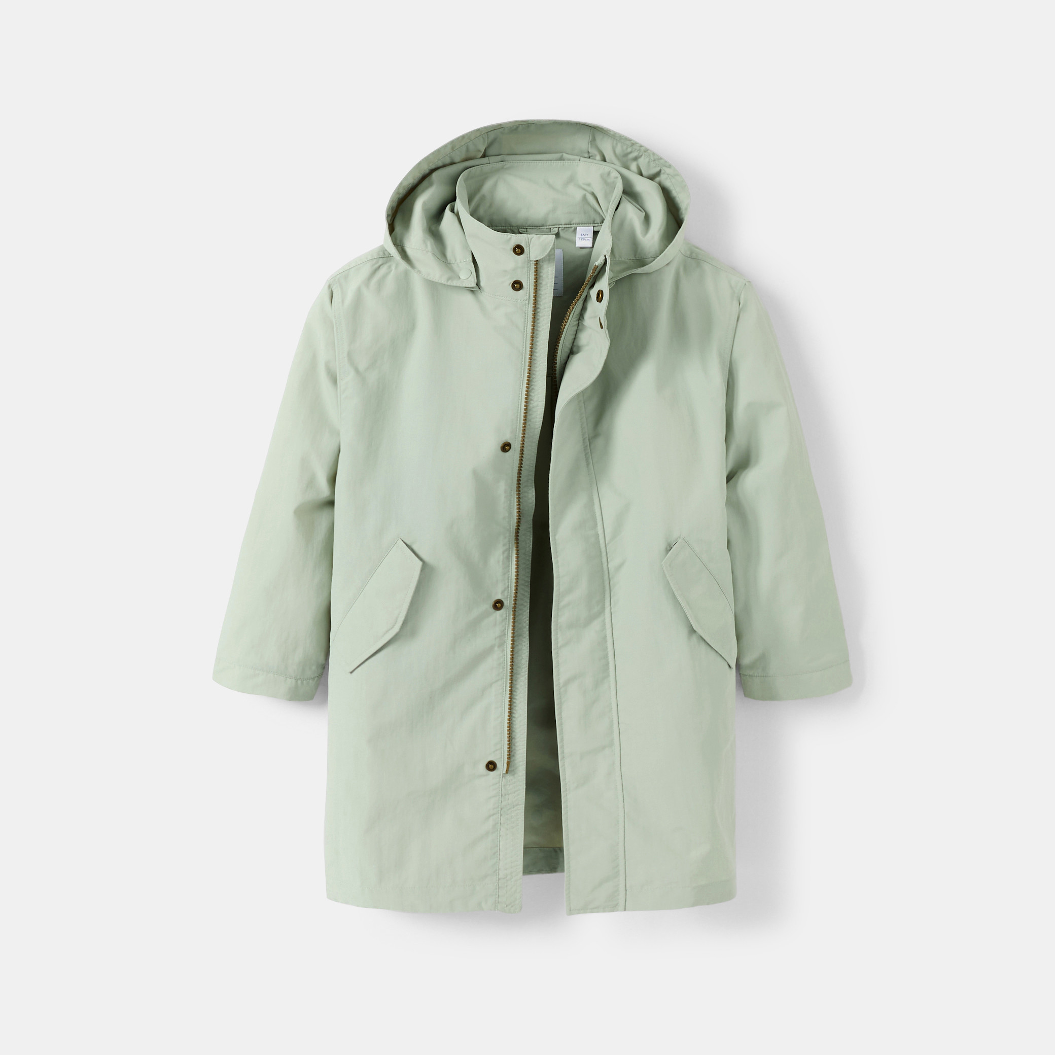 Parka à capuche rose fille - Gris écume