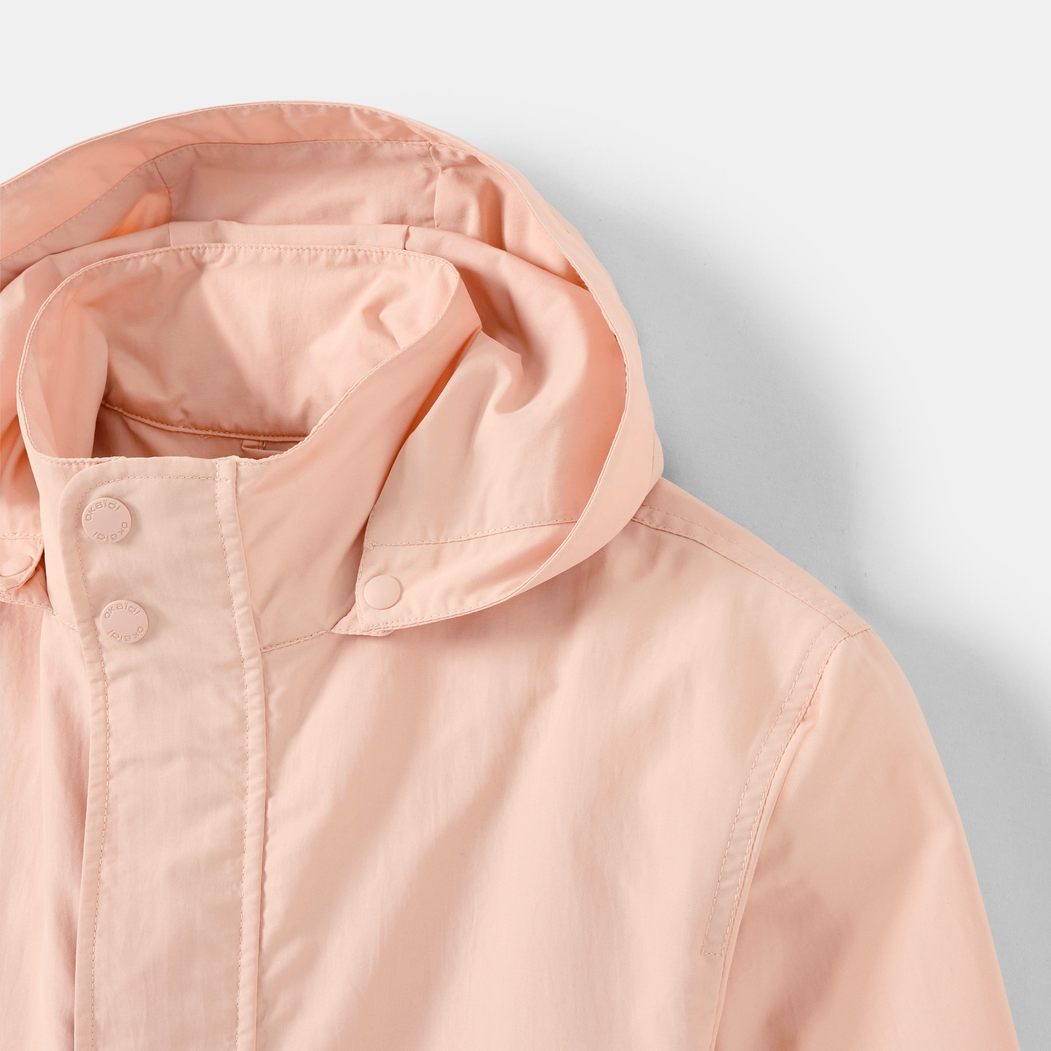 Parka à capuche vert fille - Vieux rose