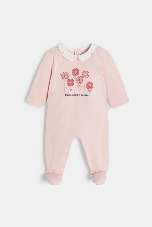 Tutina pigiama rosa con motivo a fiori neonata 1