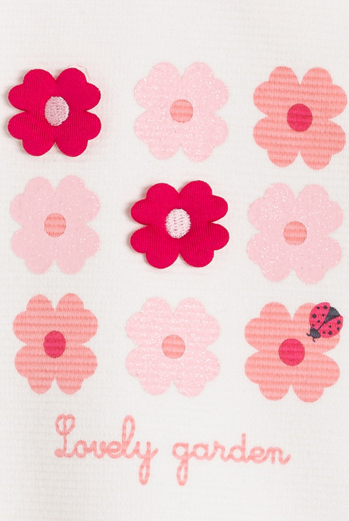 Weißer Strampler mit Blumenmotiv für kleine Mädchen 2