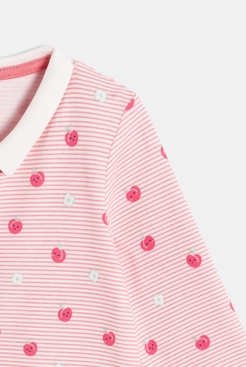 Gestreifter rosa Strampler für kleine Mädchen 2