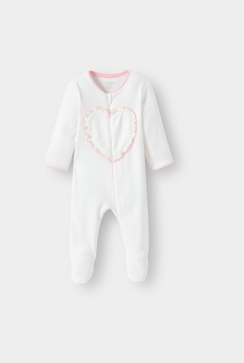 Tutina pigiama bianca in cotone neonata 1