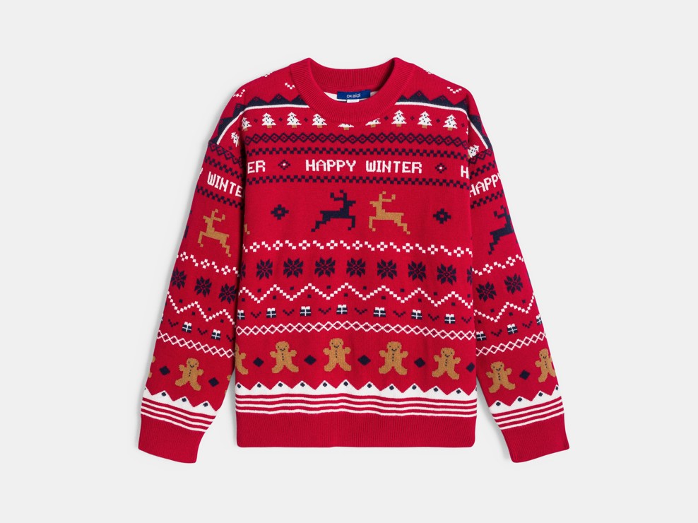 Roter Jacquard-Pullover für Jungen 1