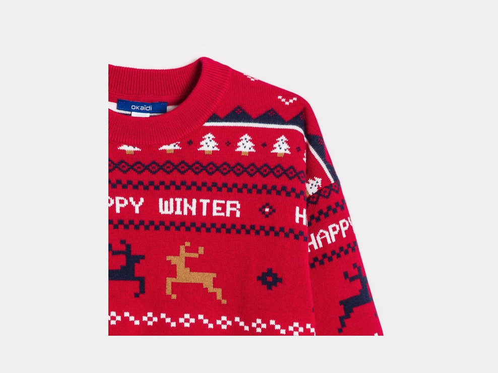 Roter Jacquard-Pullover für Jungen 2