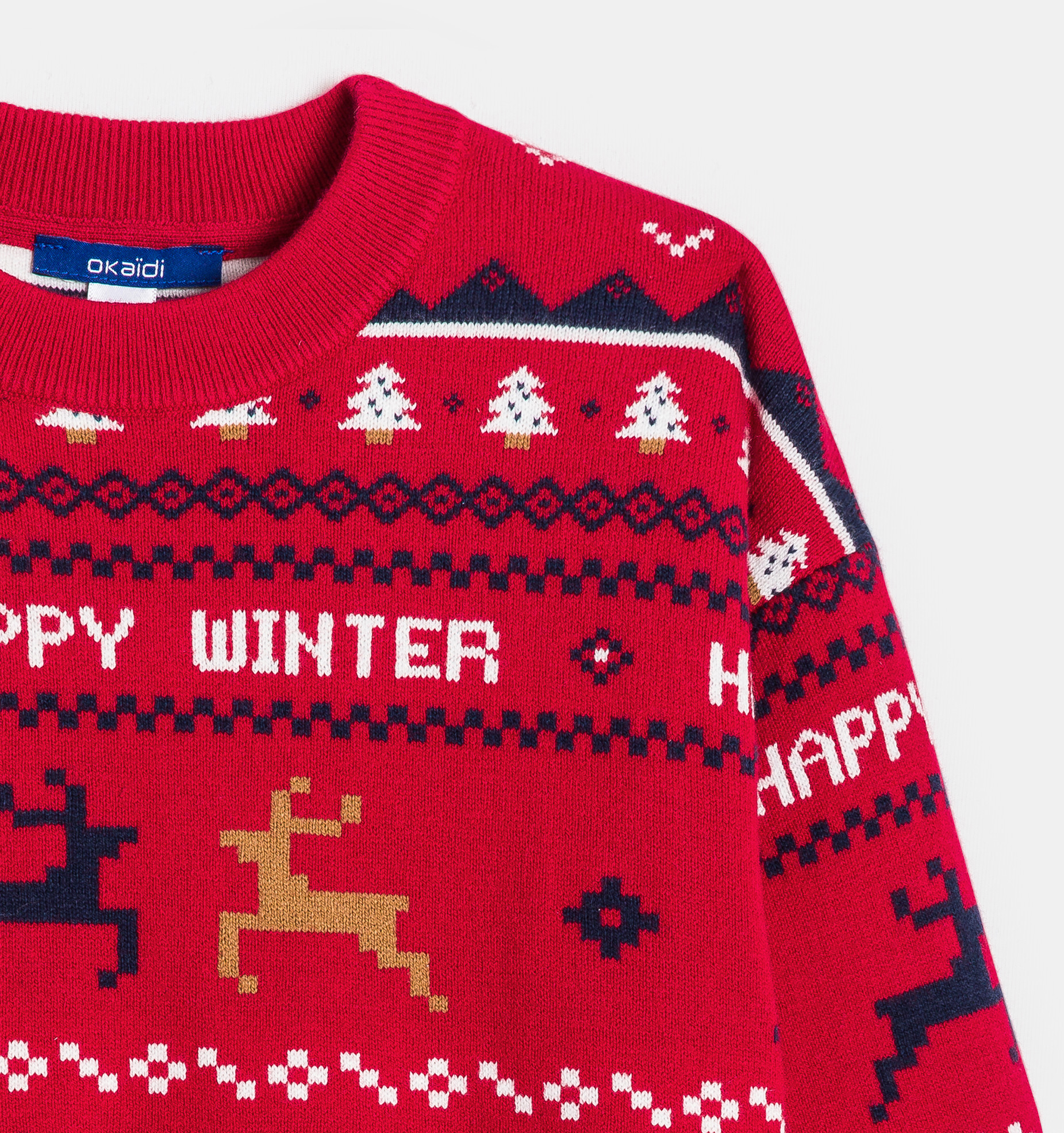 Boy's red jacquard jumper 2