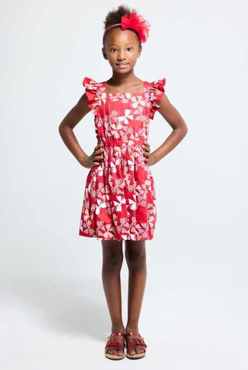 Rotes Kleid mit Schleifenmuster für Mädchen 1