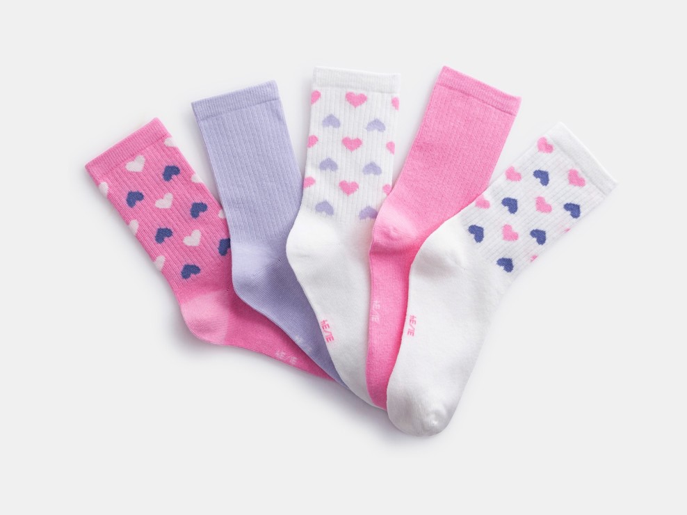 Set mit rosa Socken mit Herzmotiv für Mädchen 1