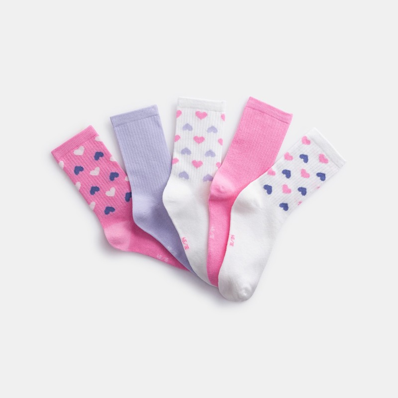 Set mit rosa Socken mit Herzmotiv für Mädchen