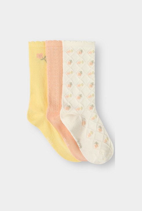 Chaussettes fleuries rose fille (lot de 3) 1