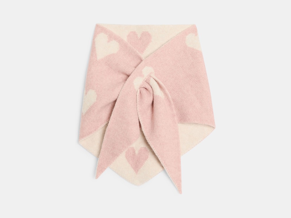 Rosa Schal mit Herzmuster Mädchen 1