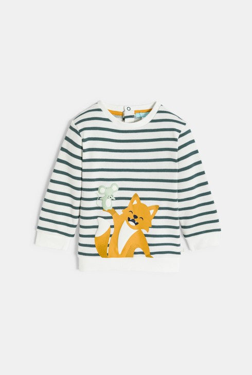 Sweatshirt gestreiftegrün mit Motiv Kleinkind Junge 2